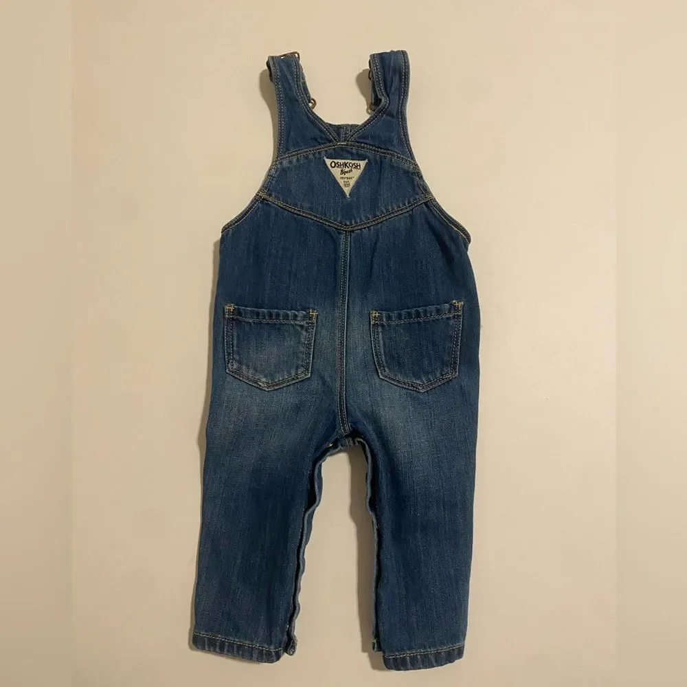 OshKosh B'gosh Kids' Blue Heart Denim Overalls 6-9months